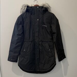 Columbia Black Jacket with Faux Fur Trim